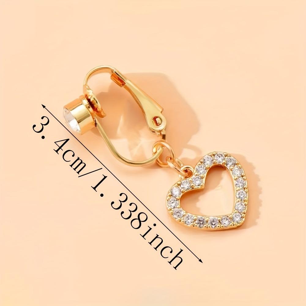 Elegant Heart-Shaped Belly Button Ring Clip No Piercing Required with Cubic Zirconia Deal for Weddings & Daily Wear Jewelry