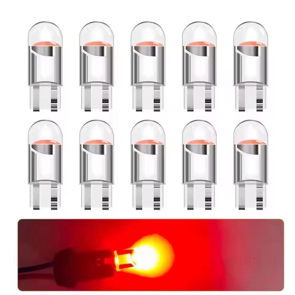 10/20pcs LED T10 W5W Canbus Glass COB 6000k Reading Dome Lamp Marker Wedge License PlateLight Bulbs 12V White Blue Red Bulbs 7