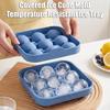 Ice Cube Mold Covered Dust-Proof Silicone Ice Cube Maker with Water-Draining Design 9-Compartment Food-Grade Silicone Football Shape Ice Ball Tray