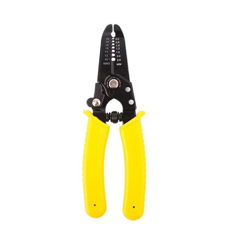 Yellow 6-Inch Multifunctional Wire Stripper with Built-in Spring Safety Lock, 65 Manganese Steel 6-inch Single-color Wire Stripper (Bulk)