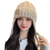 Autumn and Winter New Korean Version of Versatile Wool Hat for Women with Big Head Circumference Showing Their Face Small Rainbow Particles Patches