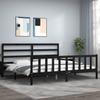 Solid Wood Bed with Headboard Black 200x200 cm