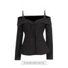 2025 Women's Off-Shoulder Slim Fit Long Sleeve Camisole Suit: Chic European & American Style