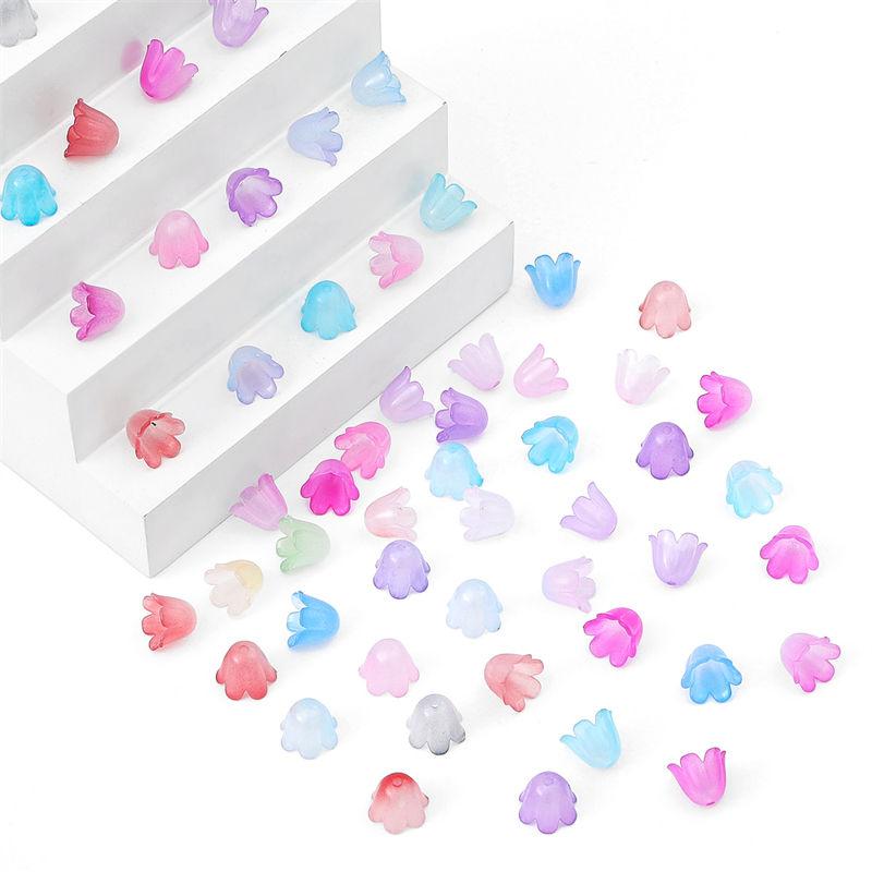 100 stk/pose Akryl Windbell Morning Glory Blomster Perler Charms for øredobber Armbånd DIY smykker håndverk