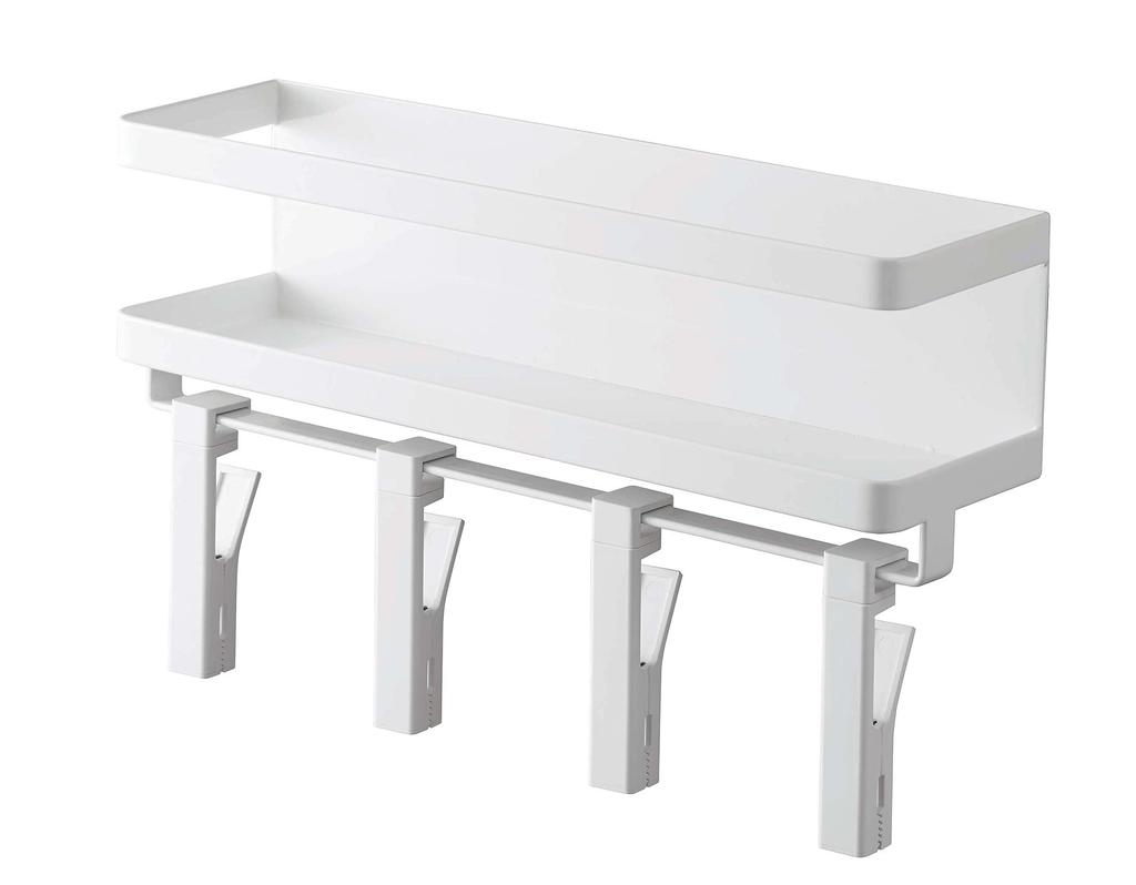 Yamazaki Jitsugyo 5493 Magnetic Spice Rack Rotating 4 Approximately W30 x D9 x Tower Seasoning Rack Bulk Storage & Clip, Rows, White, H18.5cm