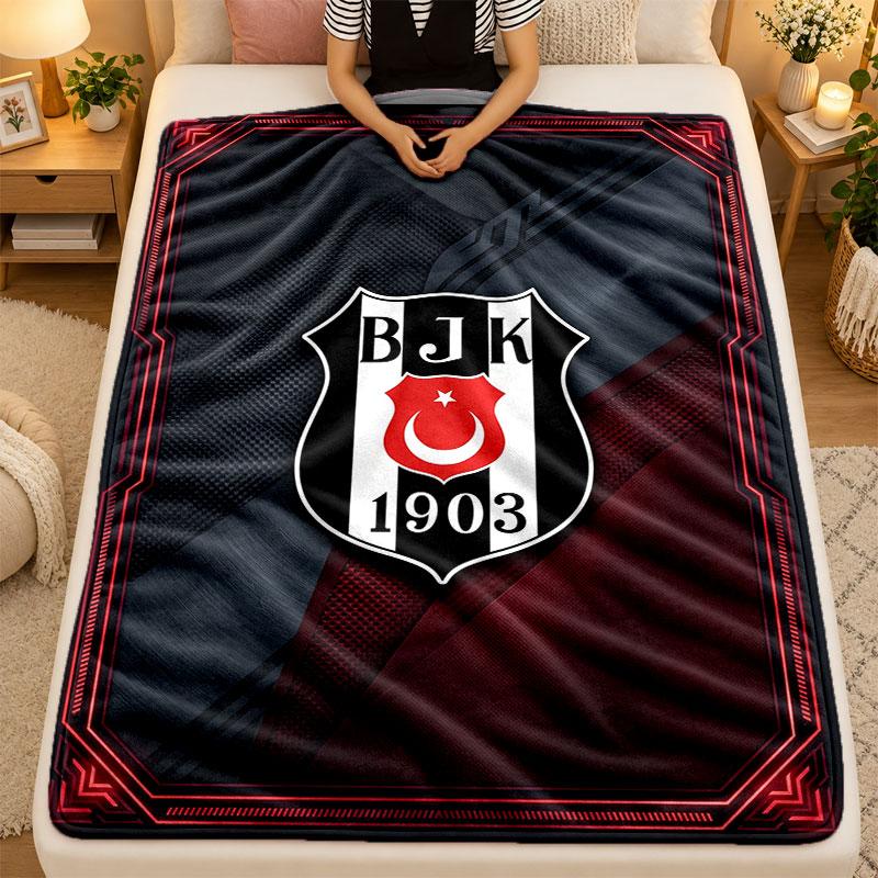 Flannel BlanketBeşiktaş FC Warm Soft Throw Blanket for Indoor Sofa Bed Living Room Use