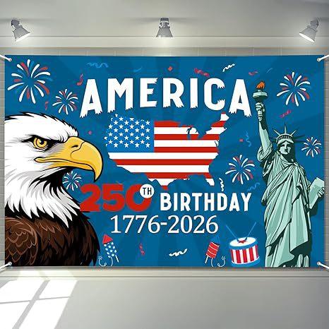 Independence 250th Anniversary Background Cloth Banner Flag Festival Celebration Decoration 95*75cm