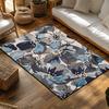 Blue Gray Floral Bohemian Rug, Modern Pattern Non-Slip Carpet, Soft Living Room Mat for Natural Home Decor