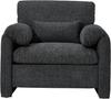 YODOLLA Armchair Sofa for Living Room, Large Single Sofa Padded Seat with Lumbar Pillow, Velvet Morden Accent Chairs, Black