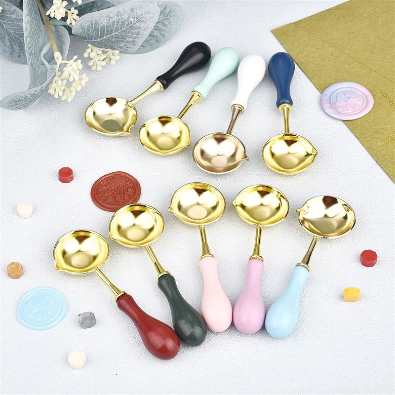 Wax Seal Stamp Set Lacquer Furnace Solid Wood Stove Fire Paint Seal Supplies Wax Spoon Sealing Wax Melting Pot Craft Supplies