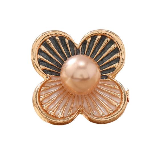 

Women Brooch Imitation Pearls Enamel Glaze Flower Shape Shawl Pin Lapel Neckline Clip Anti-Exposure Buckle E