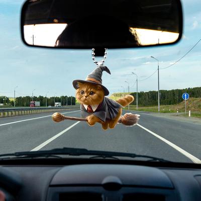 Katze Auto Rückspiegel Anhänger 2D Flacher Acrylanhänger Blickfang Weihnachtsbaum Hängeornament Auto Innendekor für Zuhause Fenster Tasche
