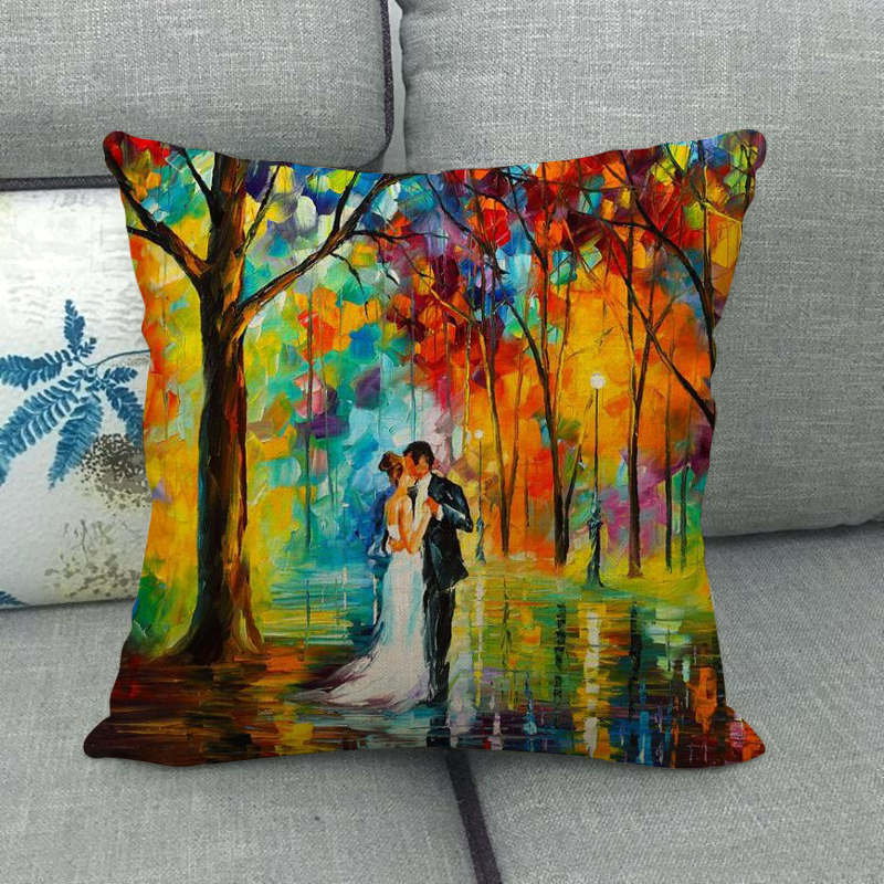 Painted Character Series Digital Printing Short Plush Pillow Covers Decorative For Car Sofa Office Cushion Cover Home Goods