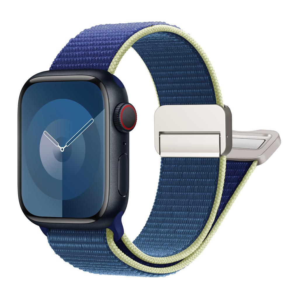 Sport Nylon Band for Apple Watch 40mm 41mm 42mm 44mm 45mm 49mm Adjustable Magnetic Stretchy Braided Strap for iWatch Series SE 9 8 7 6 5 4 3 Ultra 2