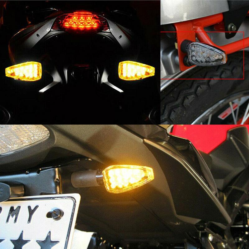 Universal 12V Motorcycle LED Turn Signals Long Short 14LED Turn Signal Indicator Lights Blinkers Flashers Amber Lamp