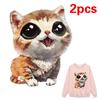 2Pcs/lot Cute Cat Heat Transfer Press for Iron Clothes On Patches Ironing Washable Stickers Printed