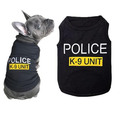 Camiseta estampada preta para filhotes, camiseta para animais de estimação, roupas para meninos e meninas, colete