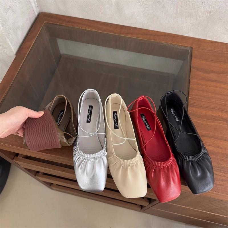 Fashion SUOJIALUN 2025 Autumn New Women Flat Shoes Fashion Pleated Shallow Slip On Ladies Elegant Mary Jane Shoes Dress Single Shoes
