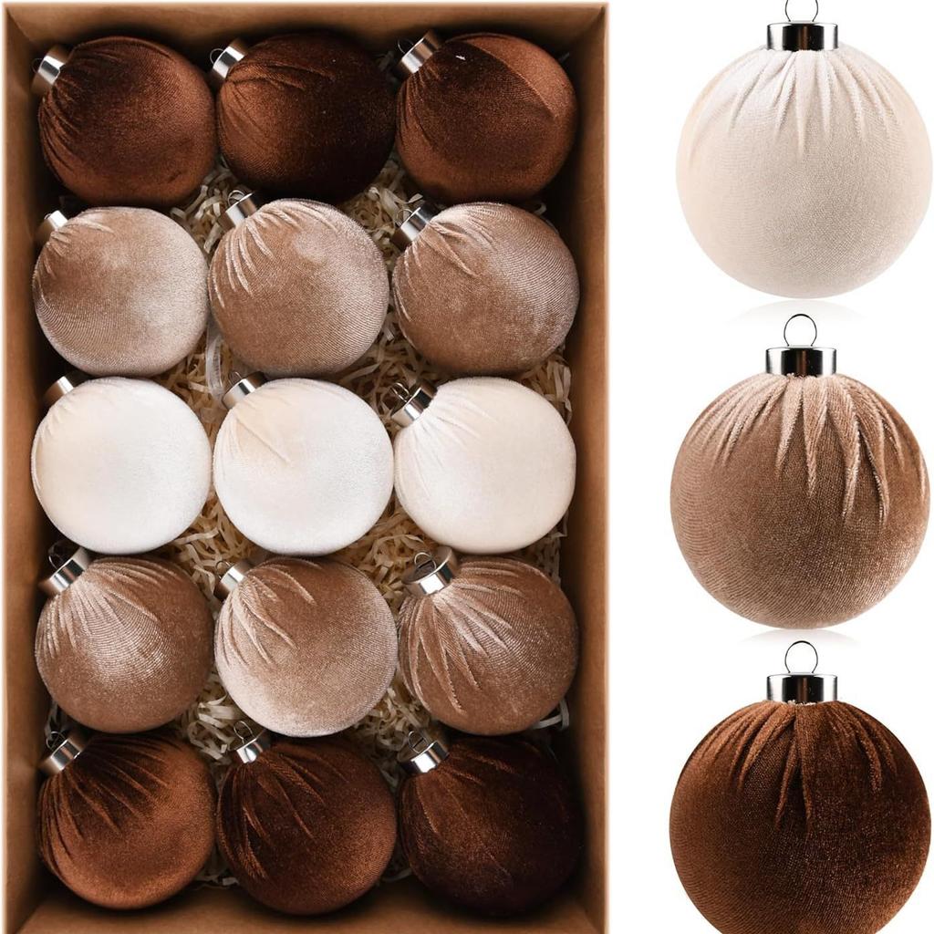 8cm/15PCS, Cloth Ball, Christmas Ball, Decorative Ornaments, Christmas Decoration Hanging Ornaments, Party Decoration Props, Reusable