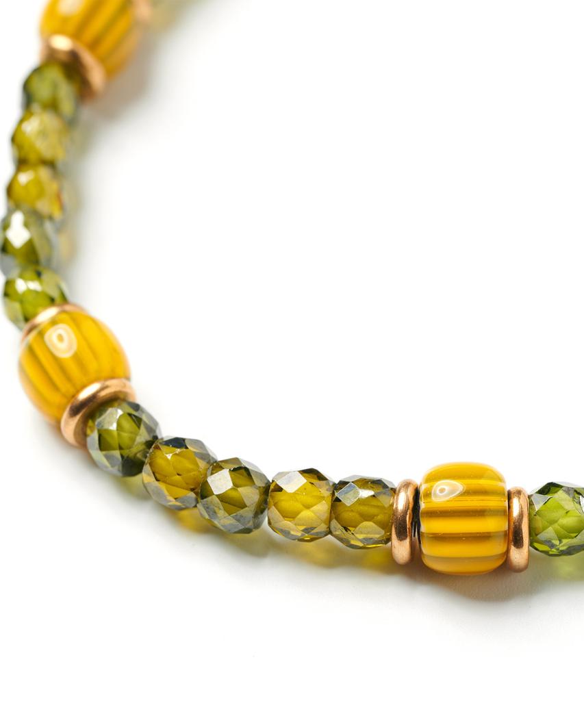 Polalita Mustard Olive Mix Stone Bracelet (Plt-Br-058_Mu)