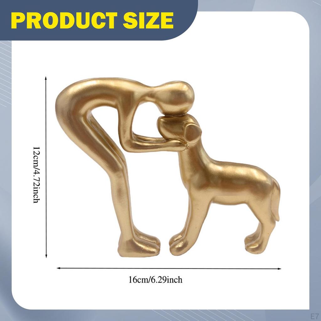 Human And Dog Figure, Resin Sculpture, Unique Gift for , Ornament, Statue Office, Party,