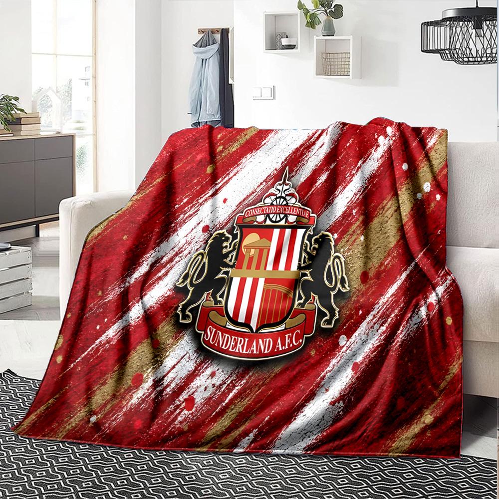 Sunderland football Flannel Blanket, Soft Polyester, Modern Design, All-Season for Camping, Travel, Gifts for holidays or birthdays