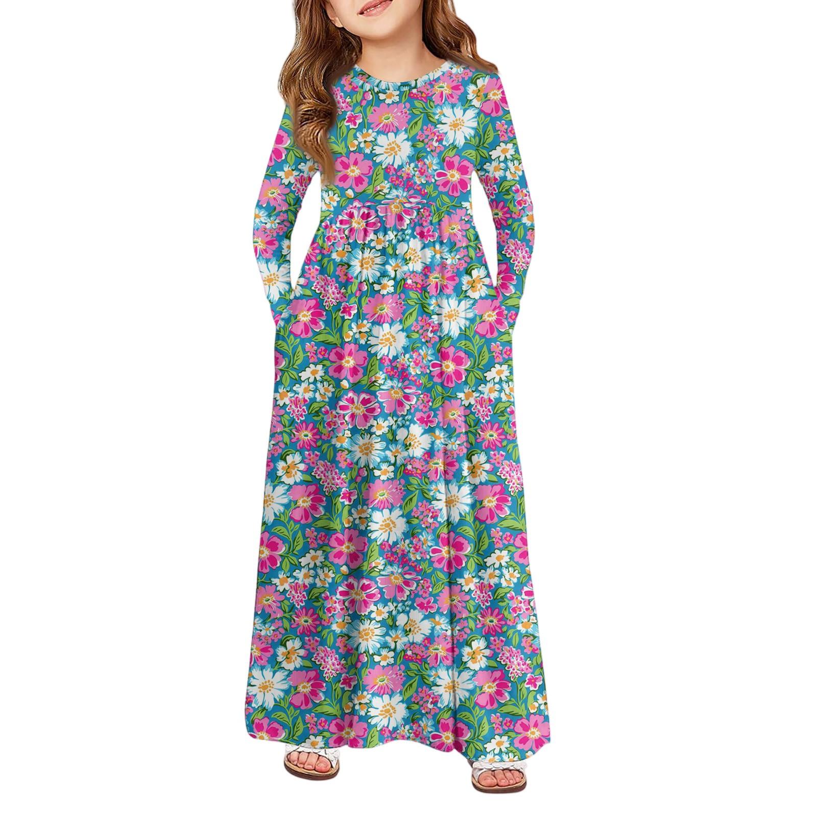 

Дівчаче плаття максі - Сукня з кишенями з довгим рукавом 130 рожевий