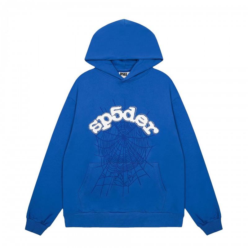 Felpa Sp5der FW23 Unisex Streetwear Pullover Felpa Con Stampa Ragnatela Vestibilità Larga Misto Cotone