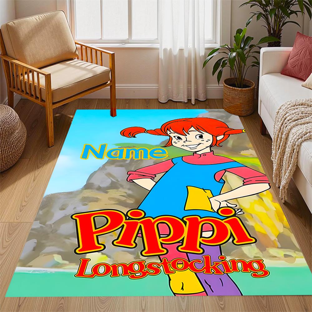 Pippi Monkey Friend. Customized Name Area Rug Suitable for Dormitory Hallway Playrooms Dining Room Anti-slip Rug Office home decor