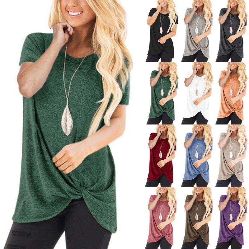 Stylish Women's Tunic Tops Short Sleeve Summer Loose Blouse Plus Size Shirt T-shirt