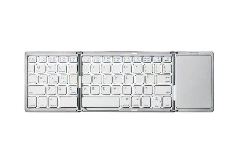 Tri-Fold Bluetooth Keyboard with Touchscreen for iPad & Laptop Business Use - Portable & Rechargeable.
