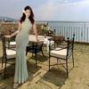Niche Temperament Butterfly Neck Hollow Dress Backless Thin Fishtail Dress Long Dress Sea