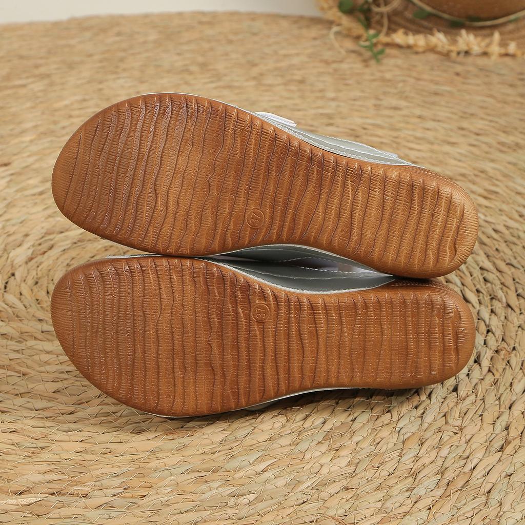 New Summer Solid Color Thick Sole Sandals Large Soft Leather Casual Fashion Tall Slippers Roman Women's Sandals