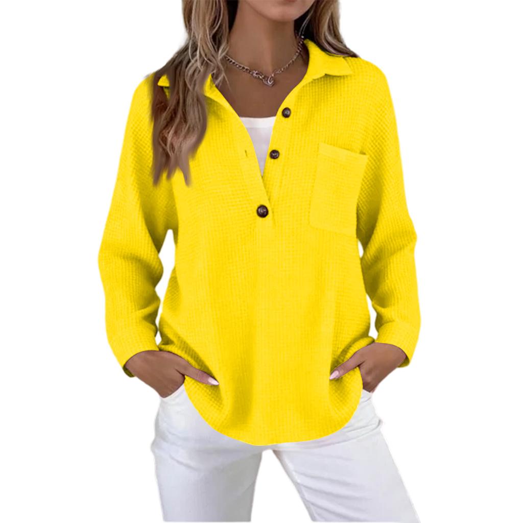 Women's Casual Loose Fashion Solid Color Ribbed Long-Sleeved Pullover Top