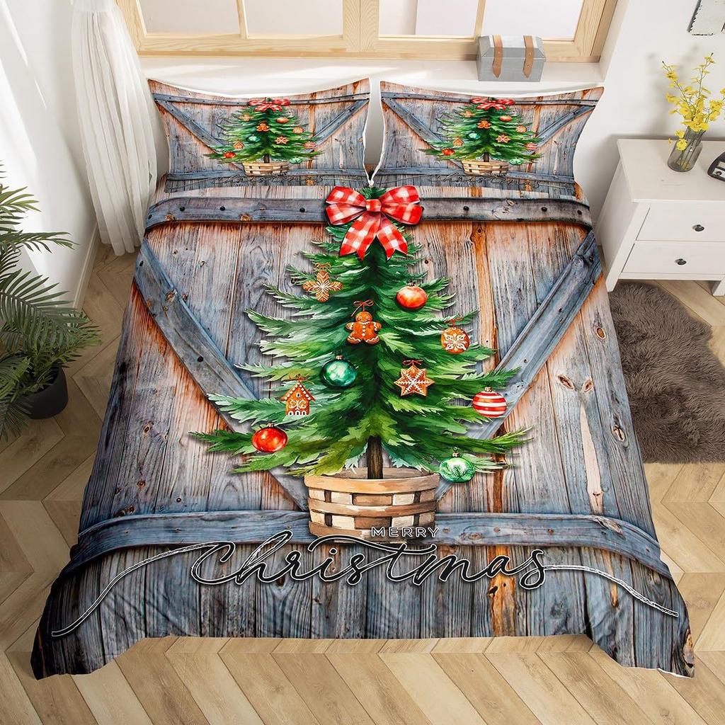 Christmas Truck Three-Piece Quilt Cover 3D Digital Printing Bedding Set Bed Cover