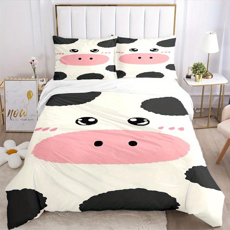 3pcs Animal-themed Cow Print Soft and Comfortable Breathability, Bedding Set, Machine Washable, Suitable for All Seasons200