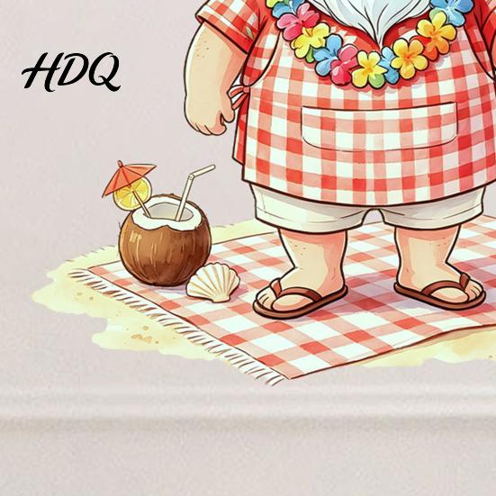 Seasonal Party Supplies Christmas Picnic Santa Claus Wall Sticker Waterproof PVC Plaid Decal Mural Decals with Cake Design Removable Art Decor