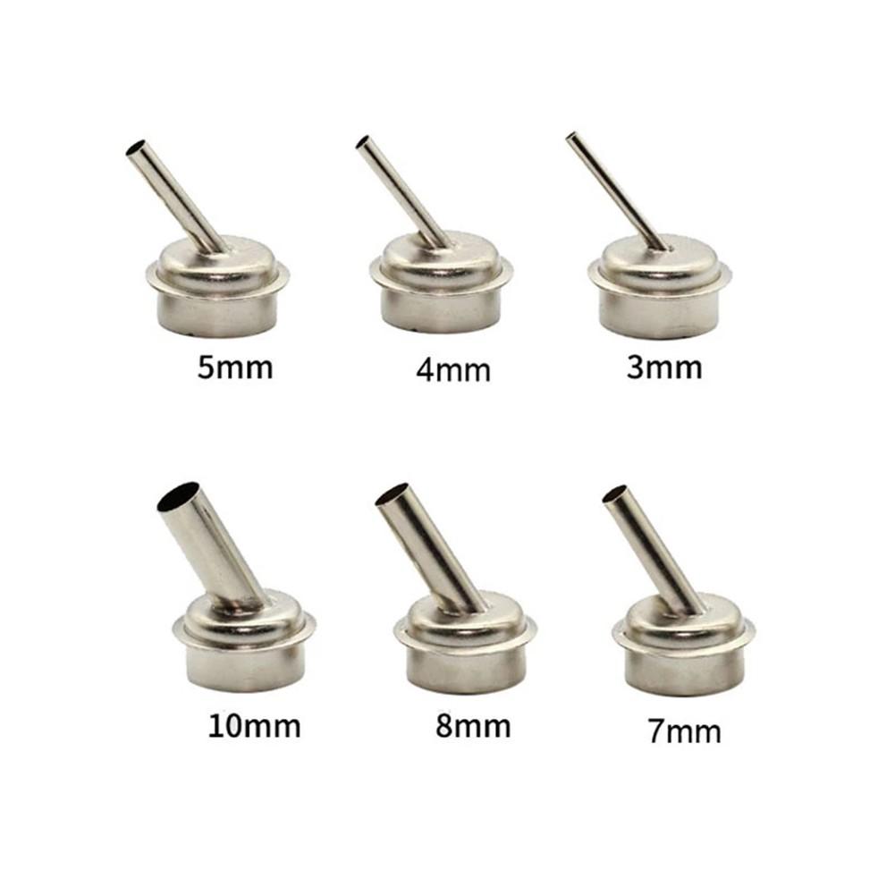 6pcs 45 Degree Curved Nozzles for QUICK 861DW Hot Air Rework Station Stainless Steel Compatible with Various Applications