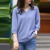 ZANZEA Women Grid Print Casual V-Neck 3/4 Sleeve Blouse