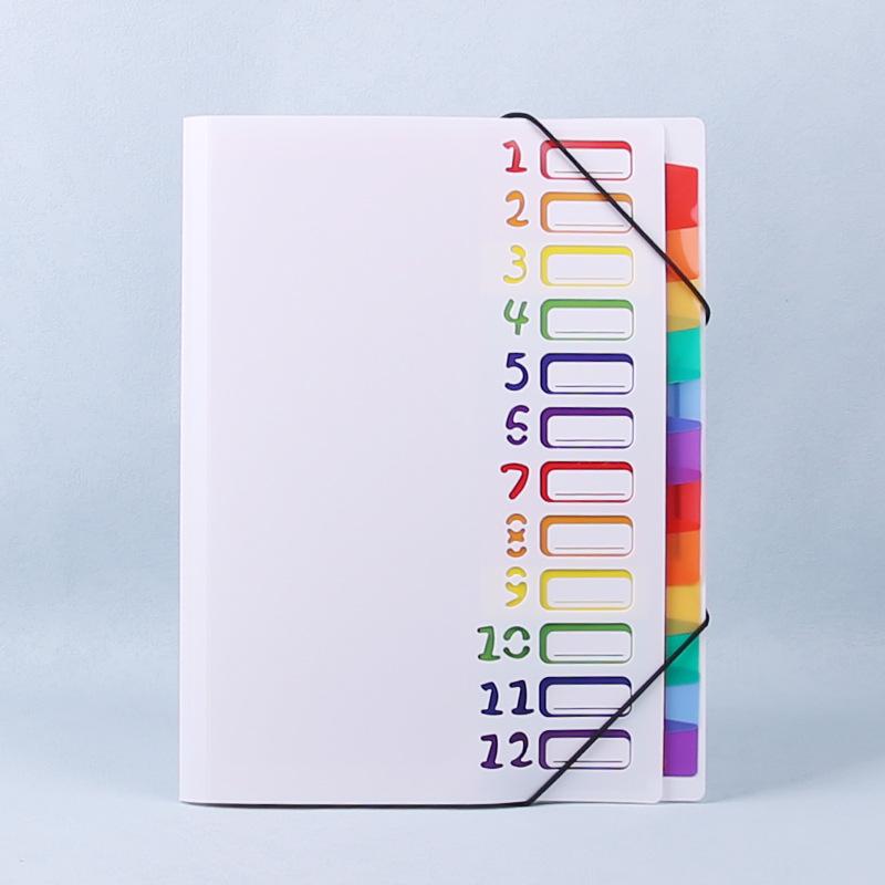Accordion Bag with Multi-layer Rainbow Pages - Document Classification Folder with PP Binding and Cord
