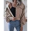 Women Loose Lantern Long Sleeve Corduroy Casual Short Jacket Outerwear