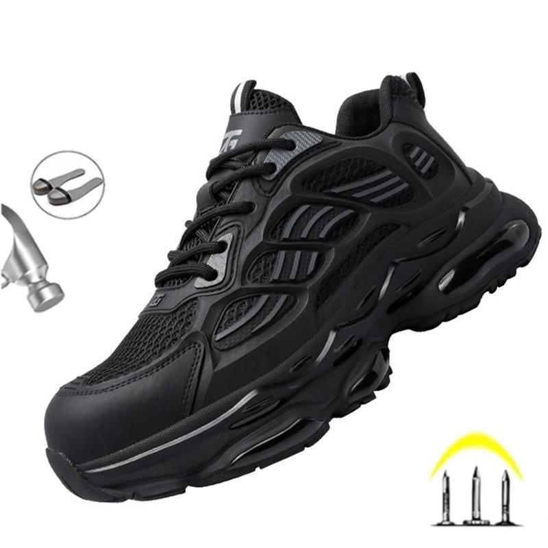 New Fashion Texture Men Work Safety Shoes Sneakers Steel Toe Cap Indestructible Labor Protection Anti-smash Male Footwear