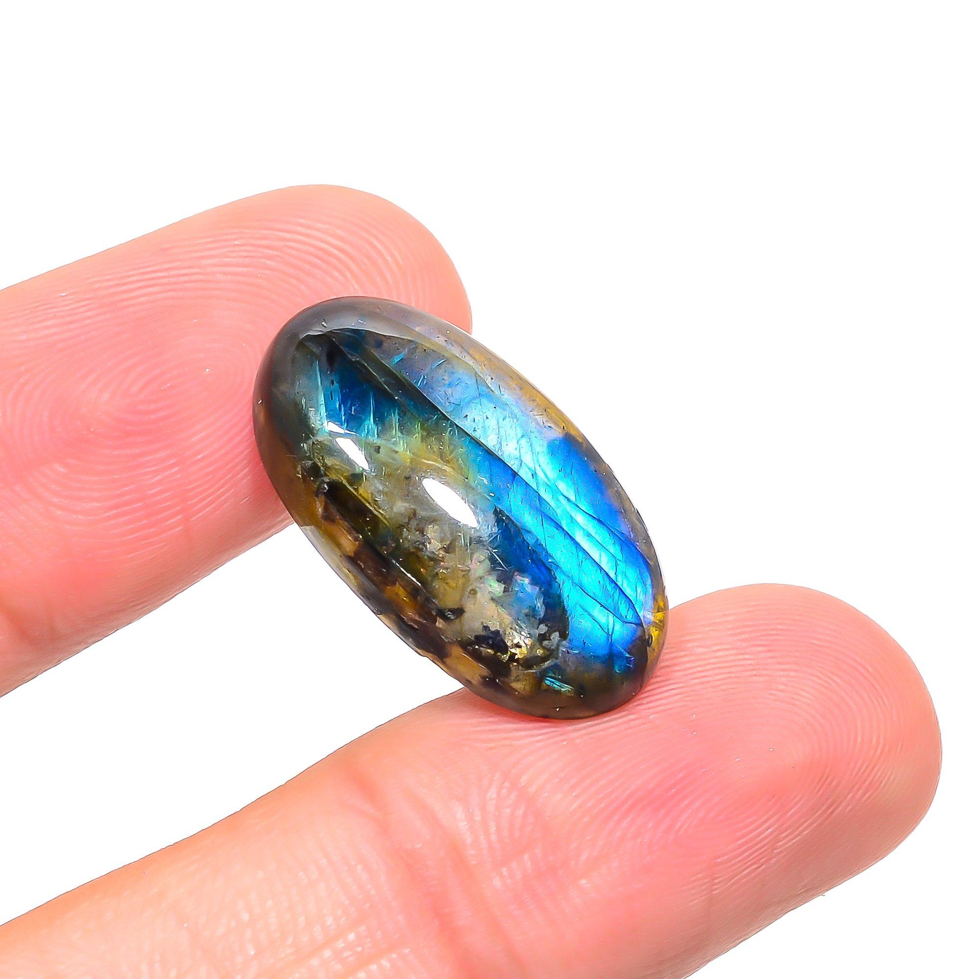 

Natural Labradorite 1.5x2.6cm Cabochon Fine Loose Gemstone 20.75Cts. t5k40 чорний