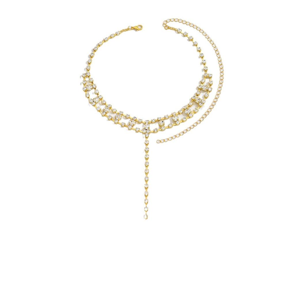 Autumn and Winter Y-shaped Double-layer Rhinestone Necklace, Banquet Wedding Clothing Accessories, Women's Gorgeous Luxury Fashion Versatile Sweater
