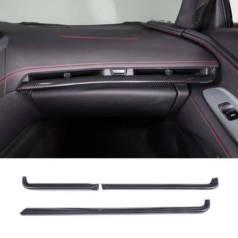For Chevrolet Corvette C8 Z51 Z06 - ABS Carbon Fiber/Red Car Dashboard Trim Strip Car Interior Accessories