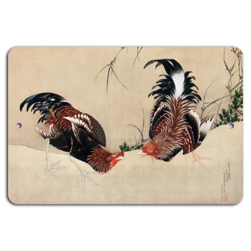 

Elegant Rooster Duel Traditional Art on MetalAluminum 20x30cm（7.8x11.8inch）