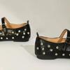Low Heel Mary Jane Shoes for Women with Rivets and Rhinestones, Comfortable and Stylish Flats for Autumn  flat shoes women