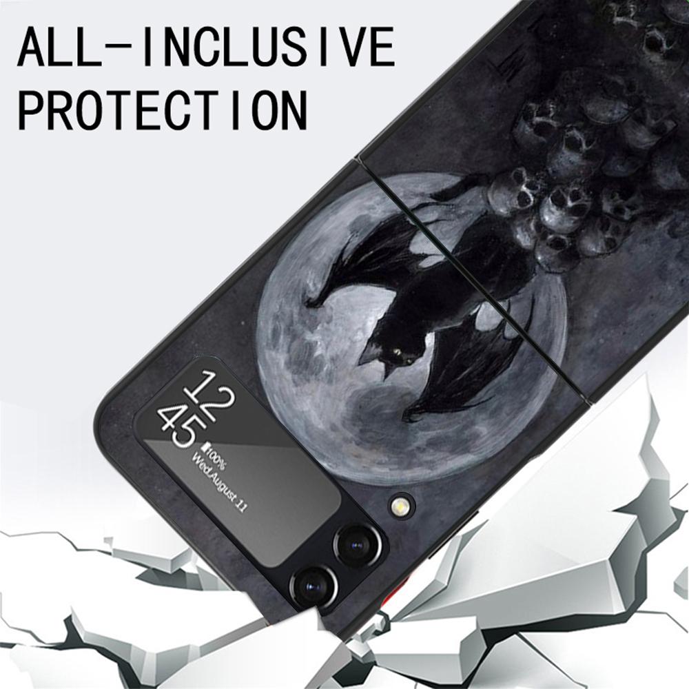 Witch And Cat Colorful Cute Phone Case For Samsung Galaxy Z Flip3 Flip4 Flip5 Flip6 Flip7 For Z Flip 7 6 5 4 3 5G Hard Folding C