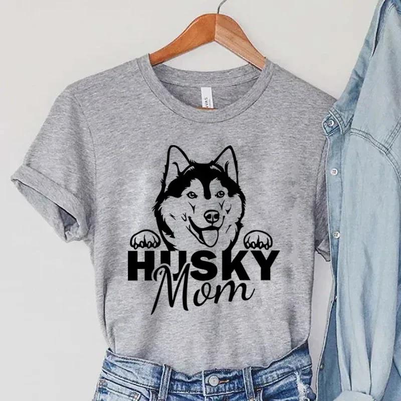 

Harajuku Husky Mom Y2k Top Female Summer Animal Graphic T Shirts Cartoon Husky Women Clothing Vintage Husky Mama Print T-Shirts XL
