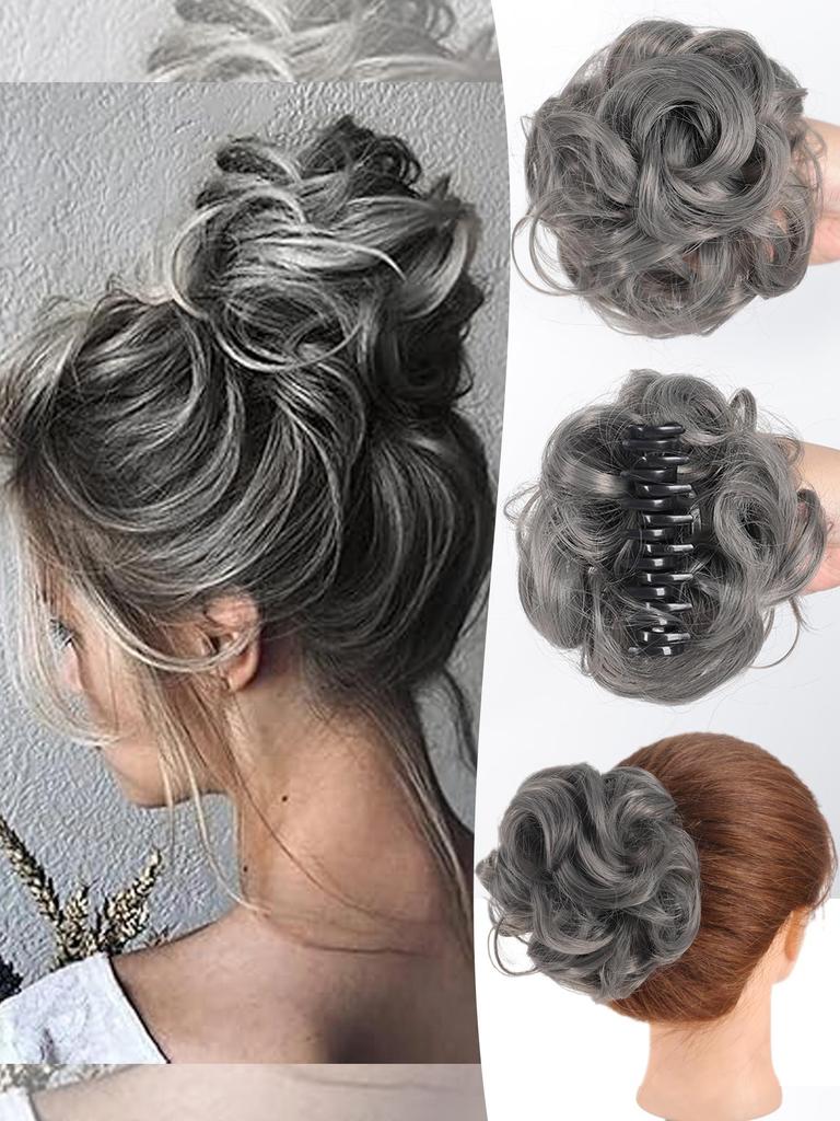 Syntetický drdol Rozcuchaný drdol Claw Claw Spona do vlasů Vlnité kudrnaté vlasy Drdol do culíku Prodlužovací příčesky pro ženy